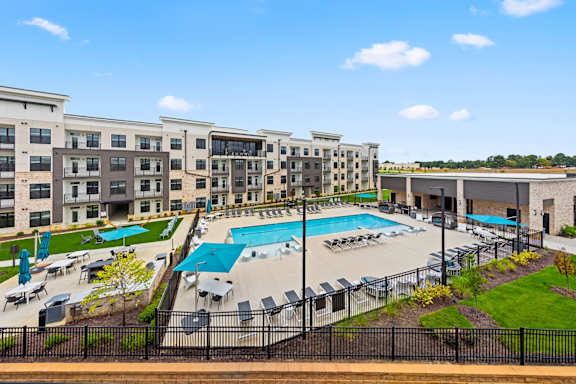 View of Pool from Balcony at Views at Flowers, North Carolina, 27527