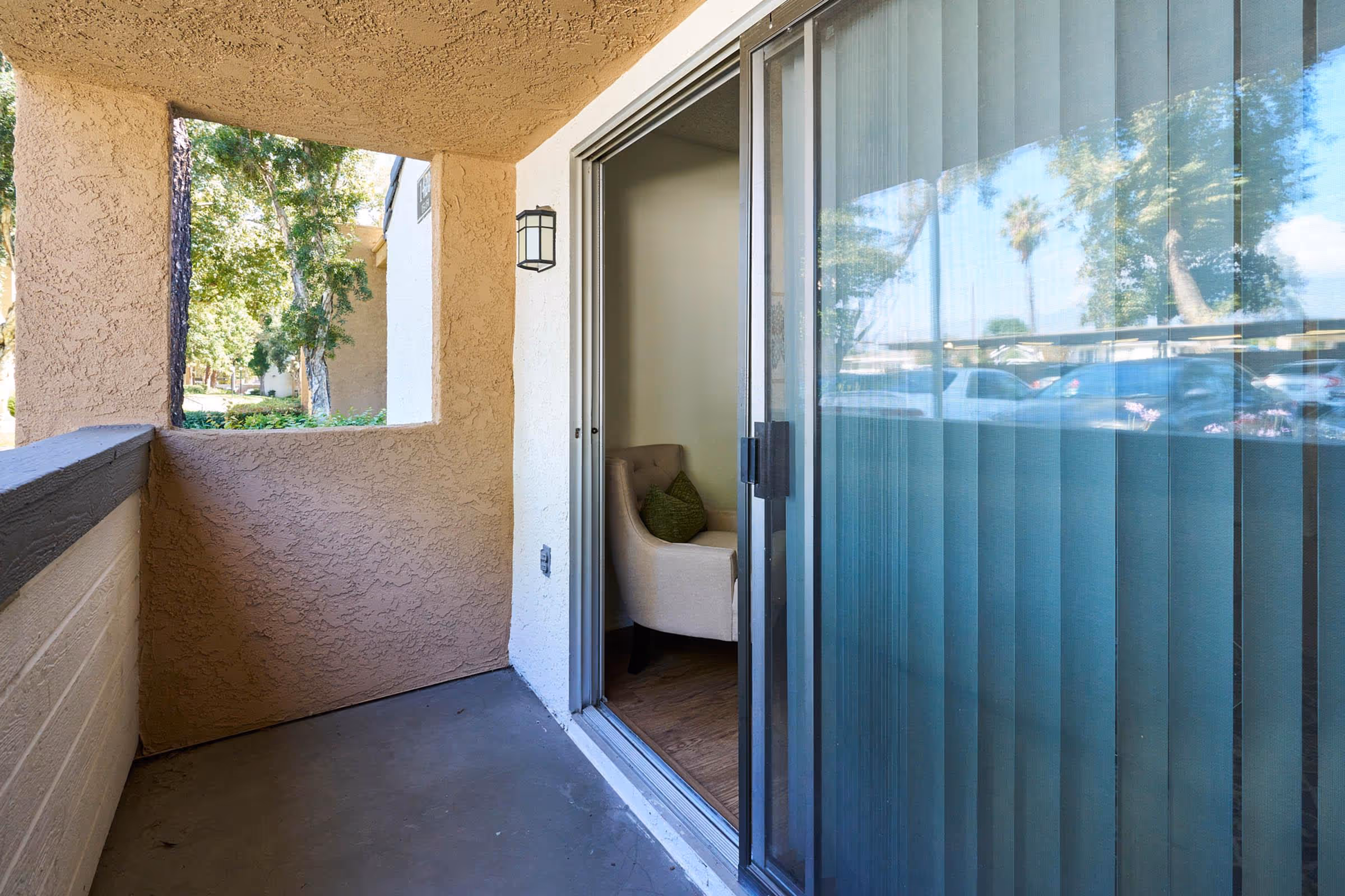 Unfurnished balcony with sliding door