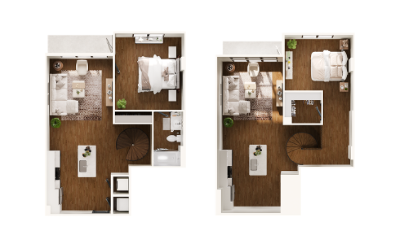 #109 - 1 bedroom floorplan layout with 1 bathroom and 1101 square feet