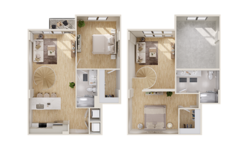 #108 - 1 bedroom floorplan layout with 1 bathroom and 1240 square feet