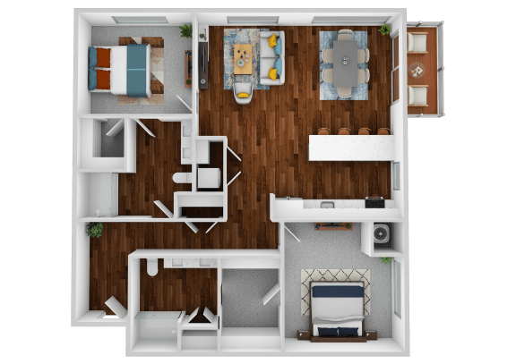 the 1122 sqft floor plan with bedrooms and baths