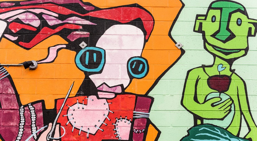 Bright and colorful wall mural