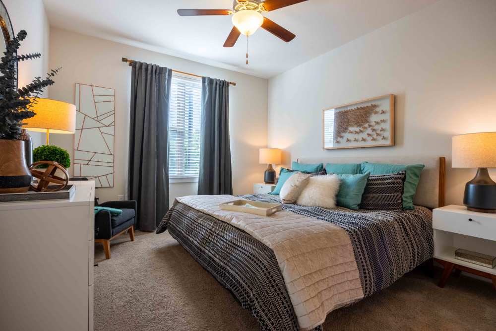 Bedroom with a ceiling fan at Sur512 in Austin, Texas