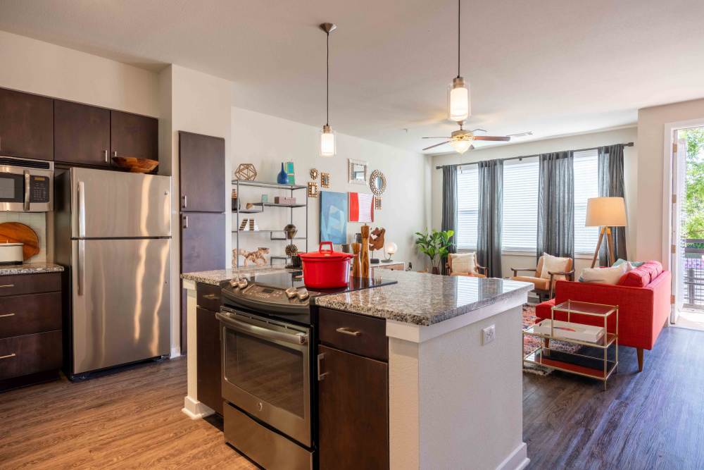 Kitchen with an island at Sur512 in Austin, Texas