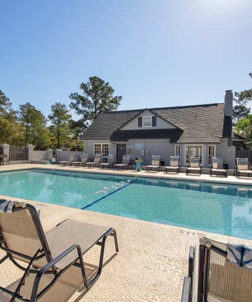 Swimming pool with lounge beds at Vesta Creeks Run in North Charleston, South Carolina