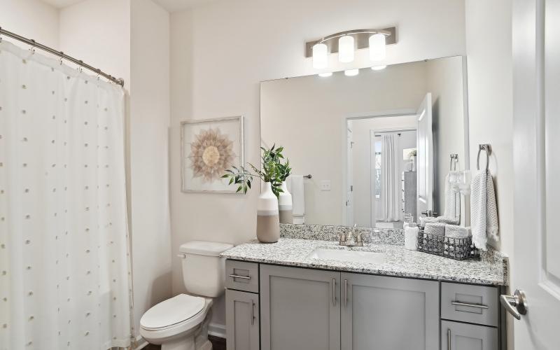 a bathroom with a sink toilet and mirror