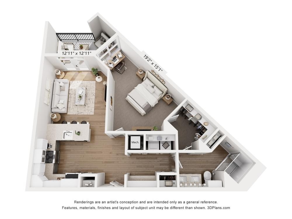 1 Bedroom floor plan