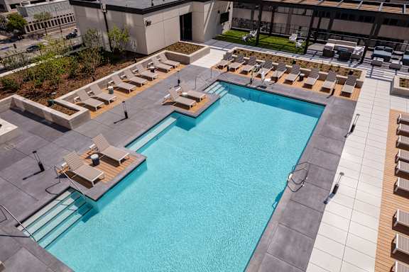 Large outdoor swimming pool at 365 Nicollet, Minneapolis, MN
