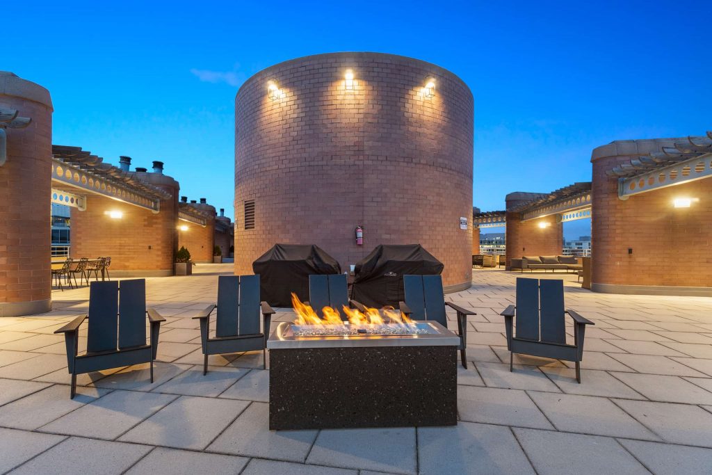 Fireplace on the rooftop terrace