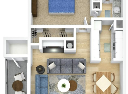 1A - Cypress: Beds - 1: Baths - 1: SqFt Range - 704 to 704