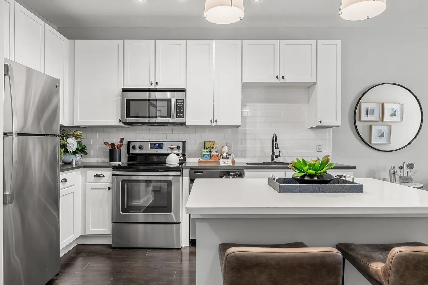 Kitchen with white cabinets