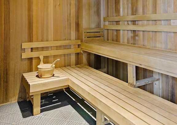 Wooden Sauna at 65 Bay Street Apartments in Downtown Jersey City, NJ