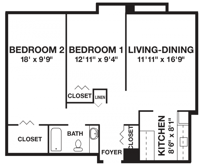 Two Bedroom Floor Plan