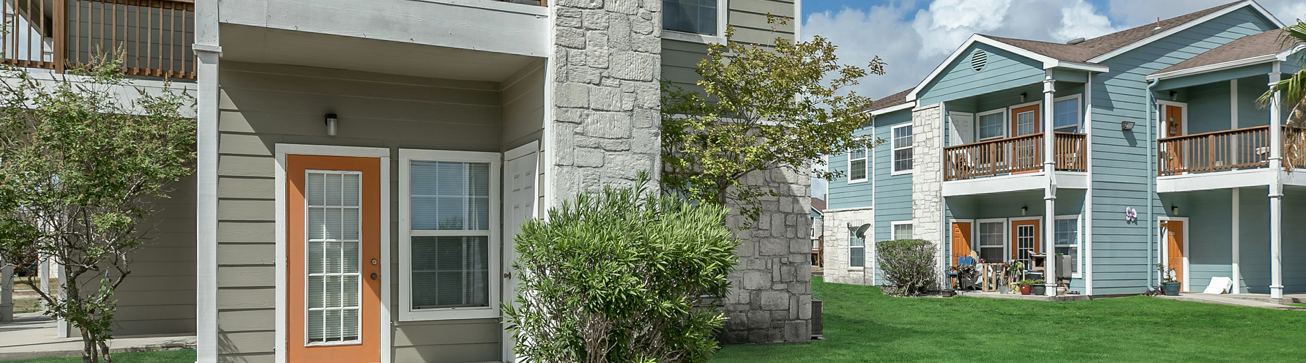 colourful siding and stone buildings