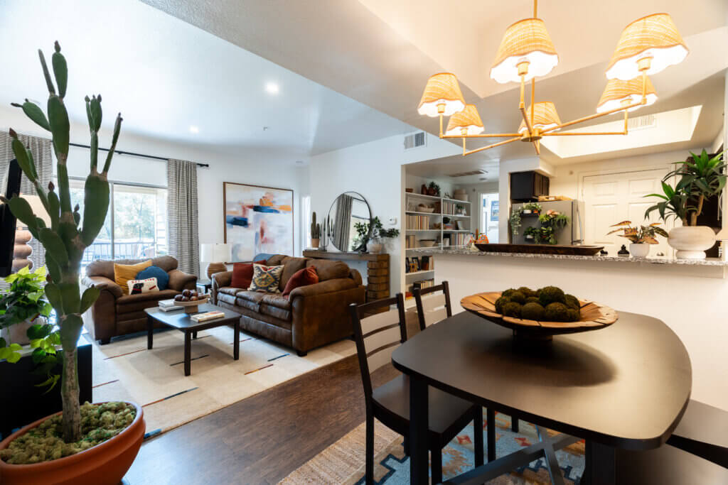 living room and kitchen