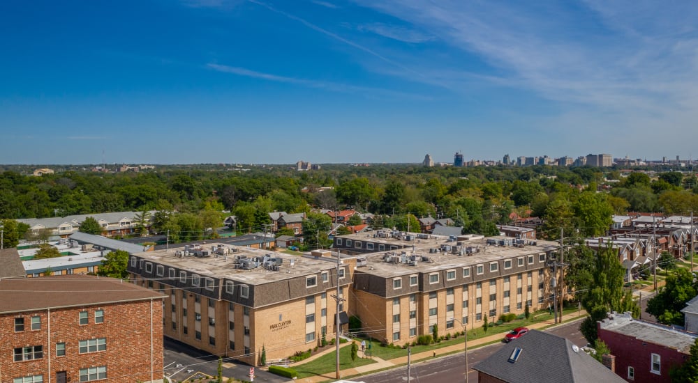 Aerial view of Park Clayton Apartments in Saint Louis, Missouri