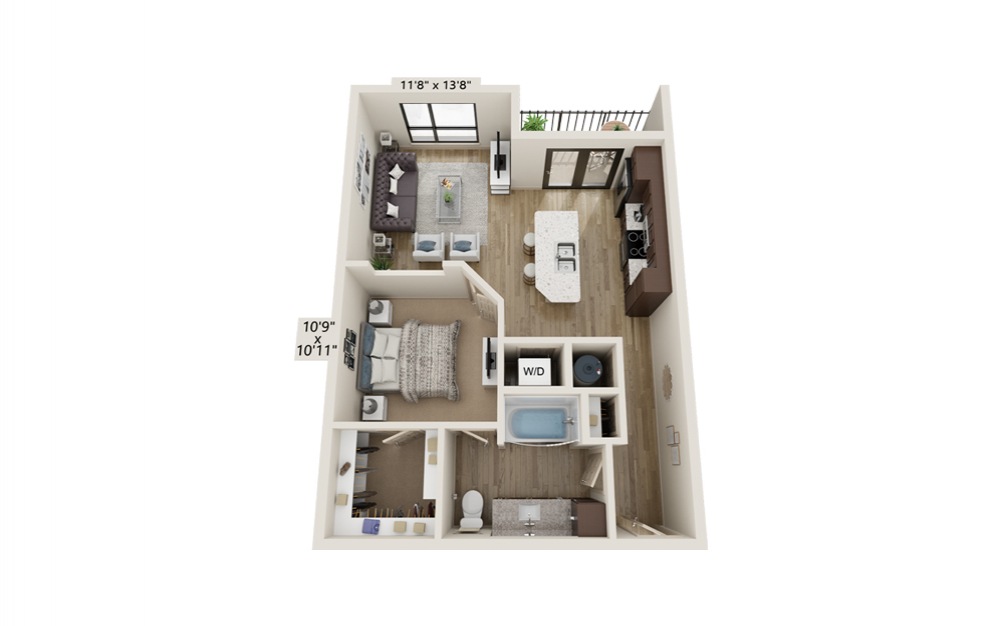 3D Furnished Floorplan - A2