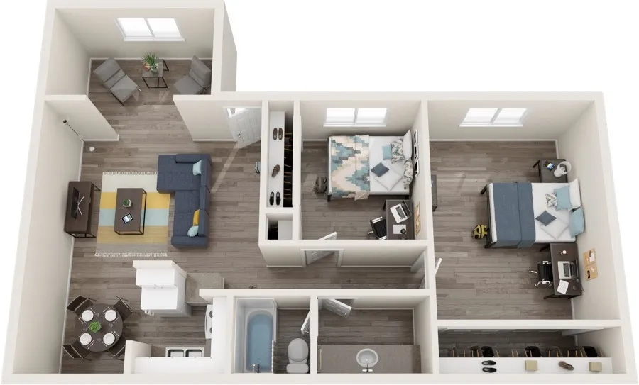 2x1 Den floor plan layout