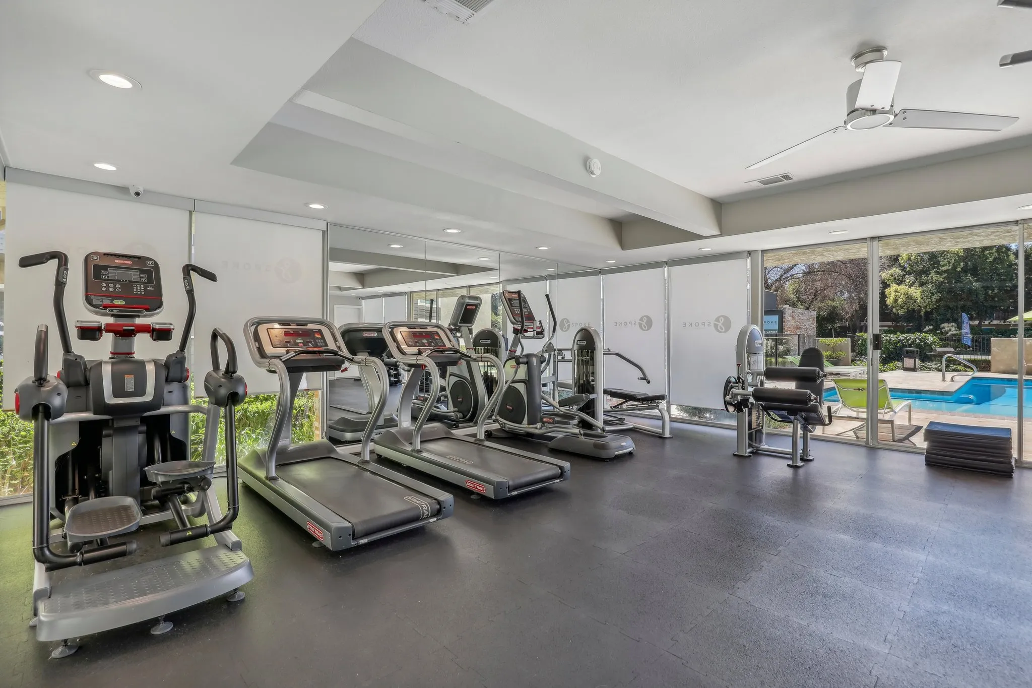 gym with treadmills