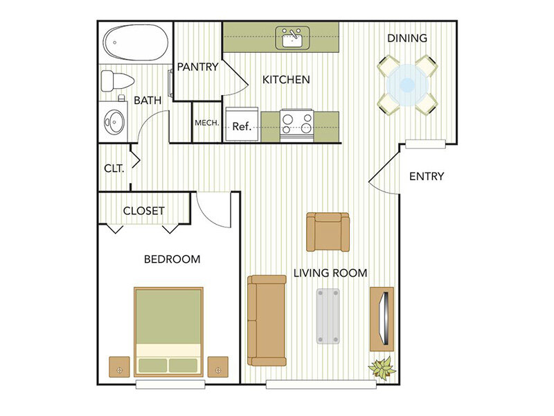 Our A1 is a 1 Bedroom, 1 Bathroom Apartment