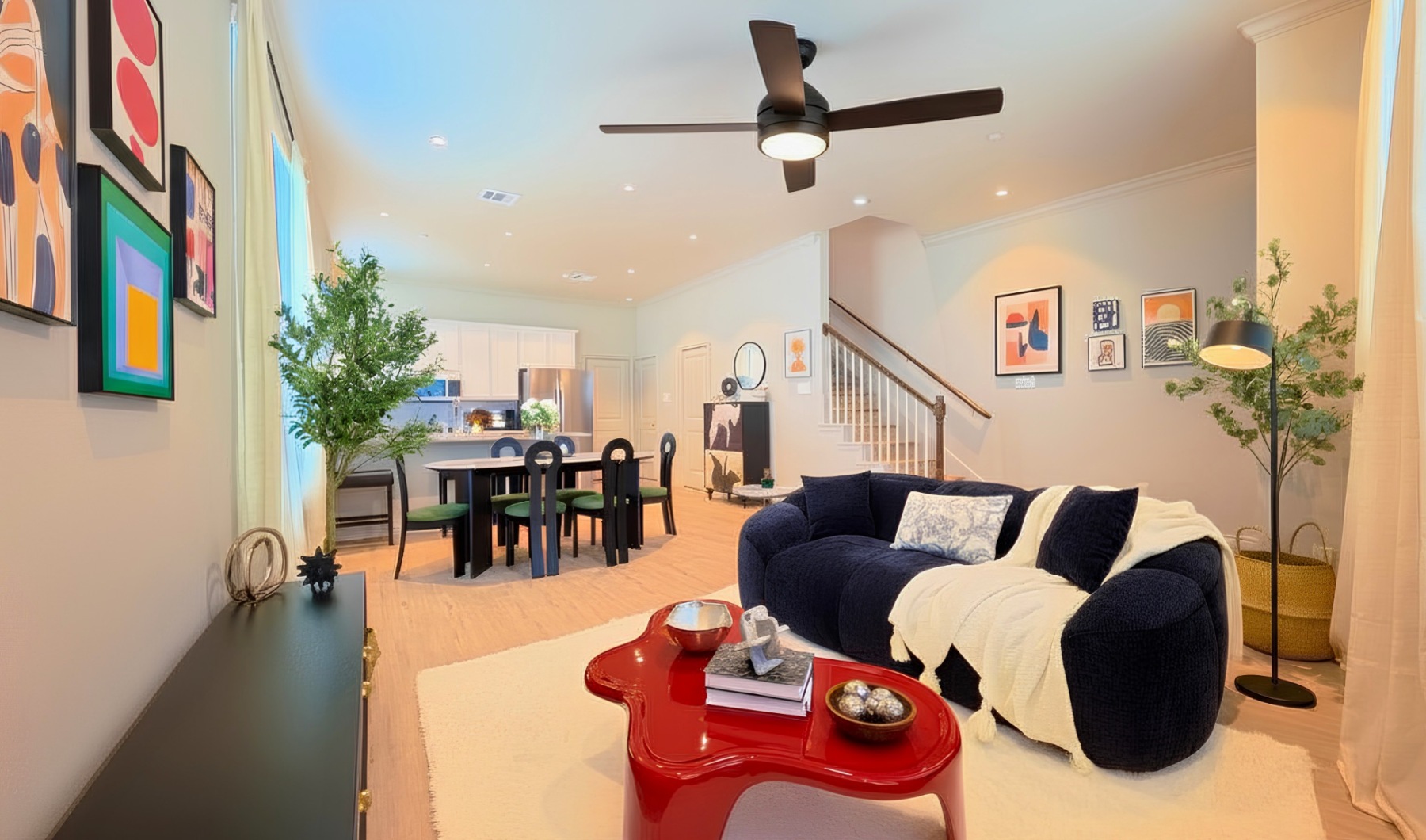 Open space living area with natural lighting