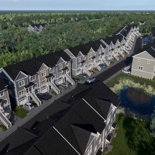 Overhead view of homes at Berkshire on Clements Ferry, modern homes Charleston, SC