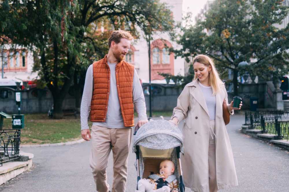 Happy family near Calypso Apartments in Las Vegas Nevada