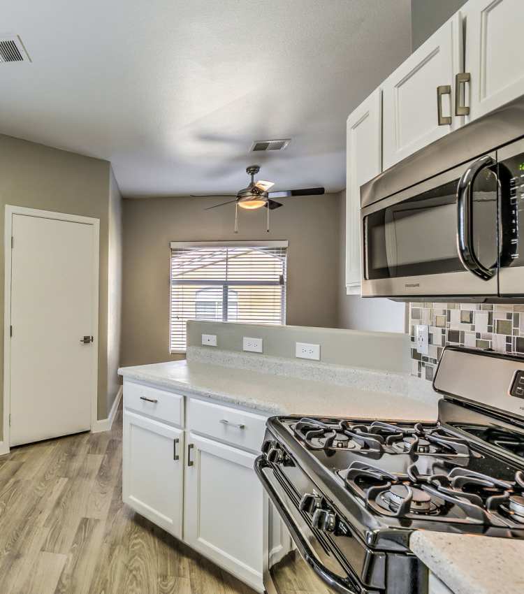 Modern kitchen at Calypso Apartments in Las Vegas, Nevada