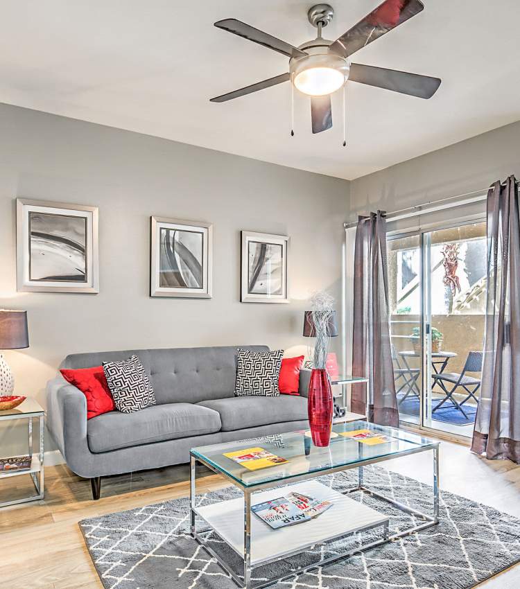 Large open living space at Calypso Apartments in Las Vegas, Nevada