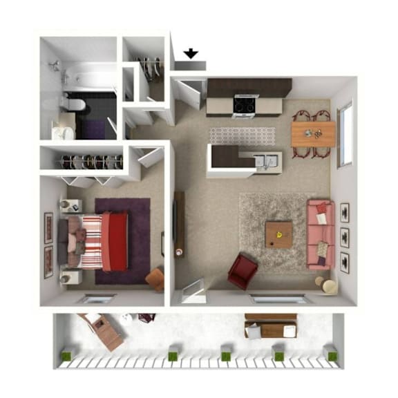 A series of images showing different layouts of a small apartment.
