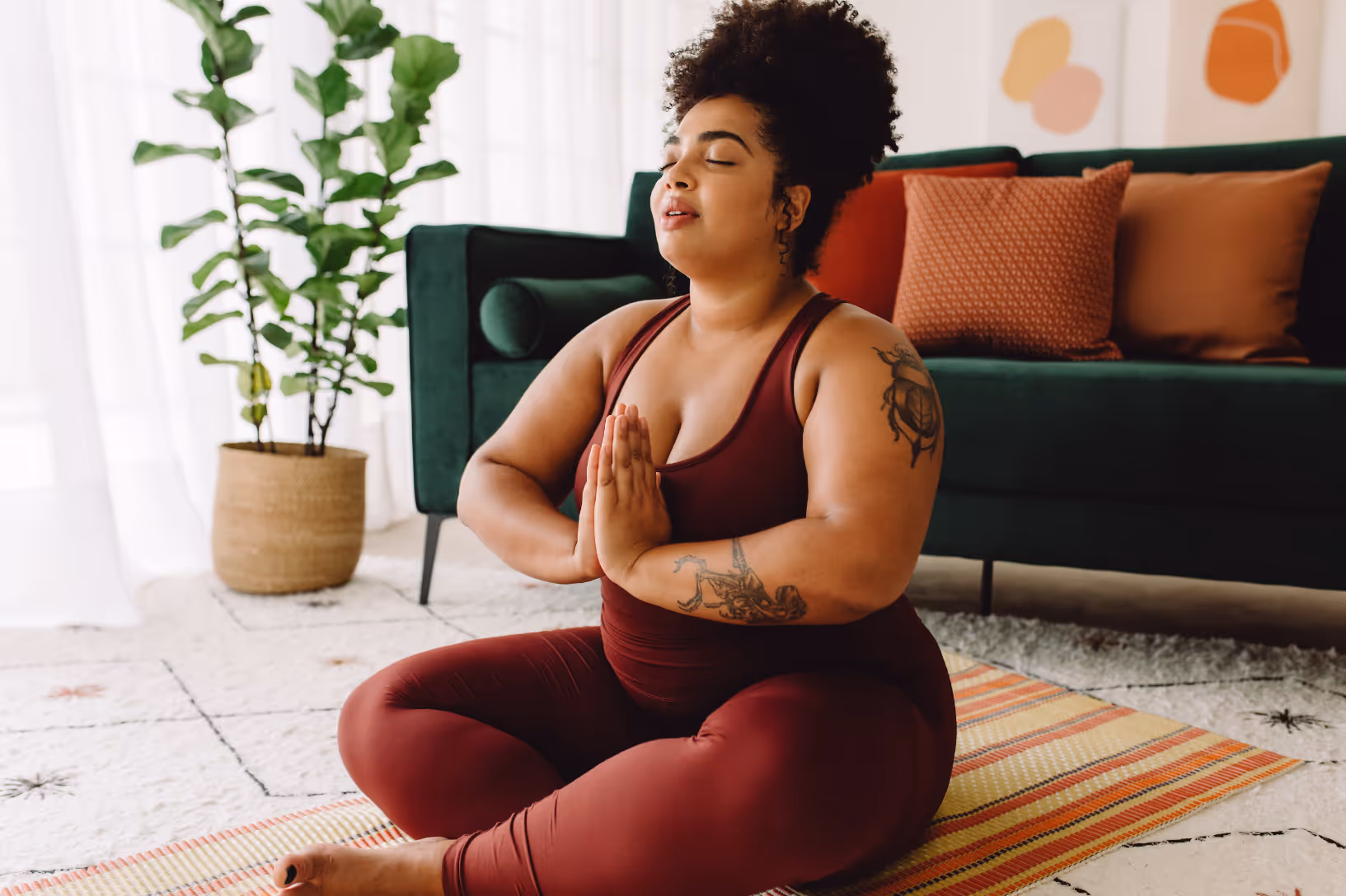 girl meditating stock image