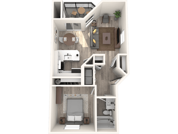 Austin, Texas Apartments -Huntington Meadows- 1 Bedroom 1 Bathroom 672sq foot floorplan