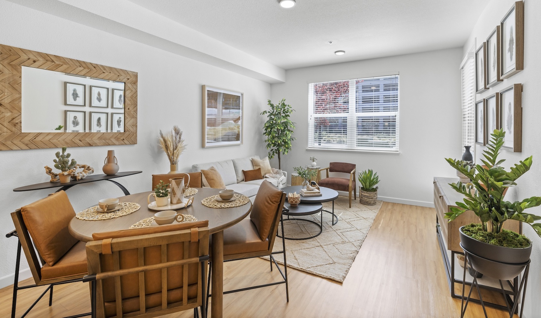 living room with spacious areas, ample space for seating and easy connection to kitchen