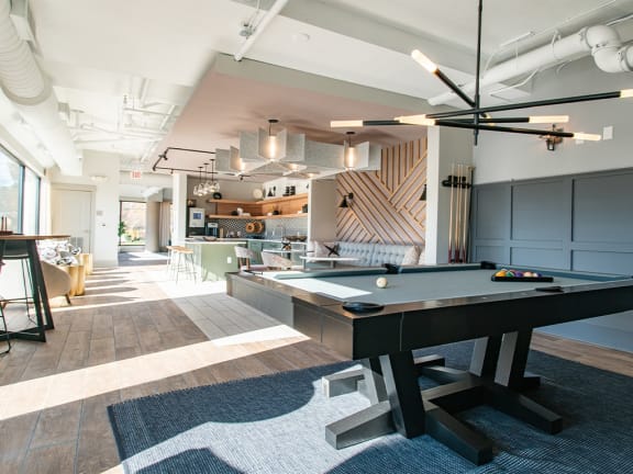 Pool table in the resident game lounge area at St. Marys Square Apartments, North Carolina, 27605