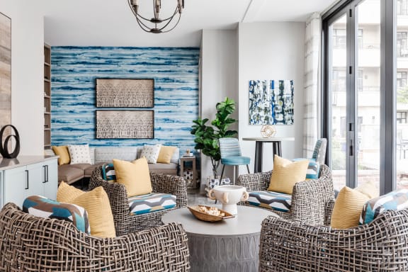 Indoor Pool Deck Seating at St. Marys Square Apartments, North Carolina