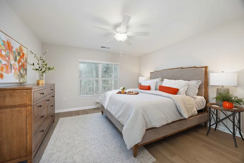 Primary bedroom with king bed