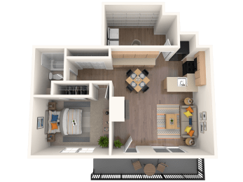 a 1 bedroom floor plan of a 2100 sqft apartment