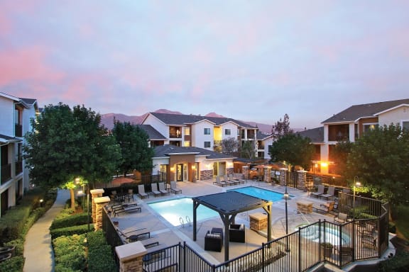 overhead view of pool area