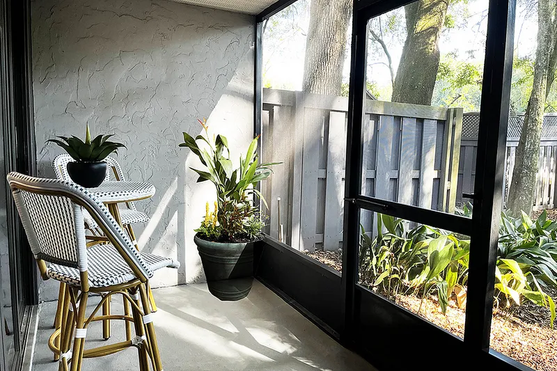 Screened in patio with private courtyard