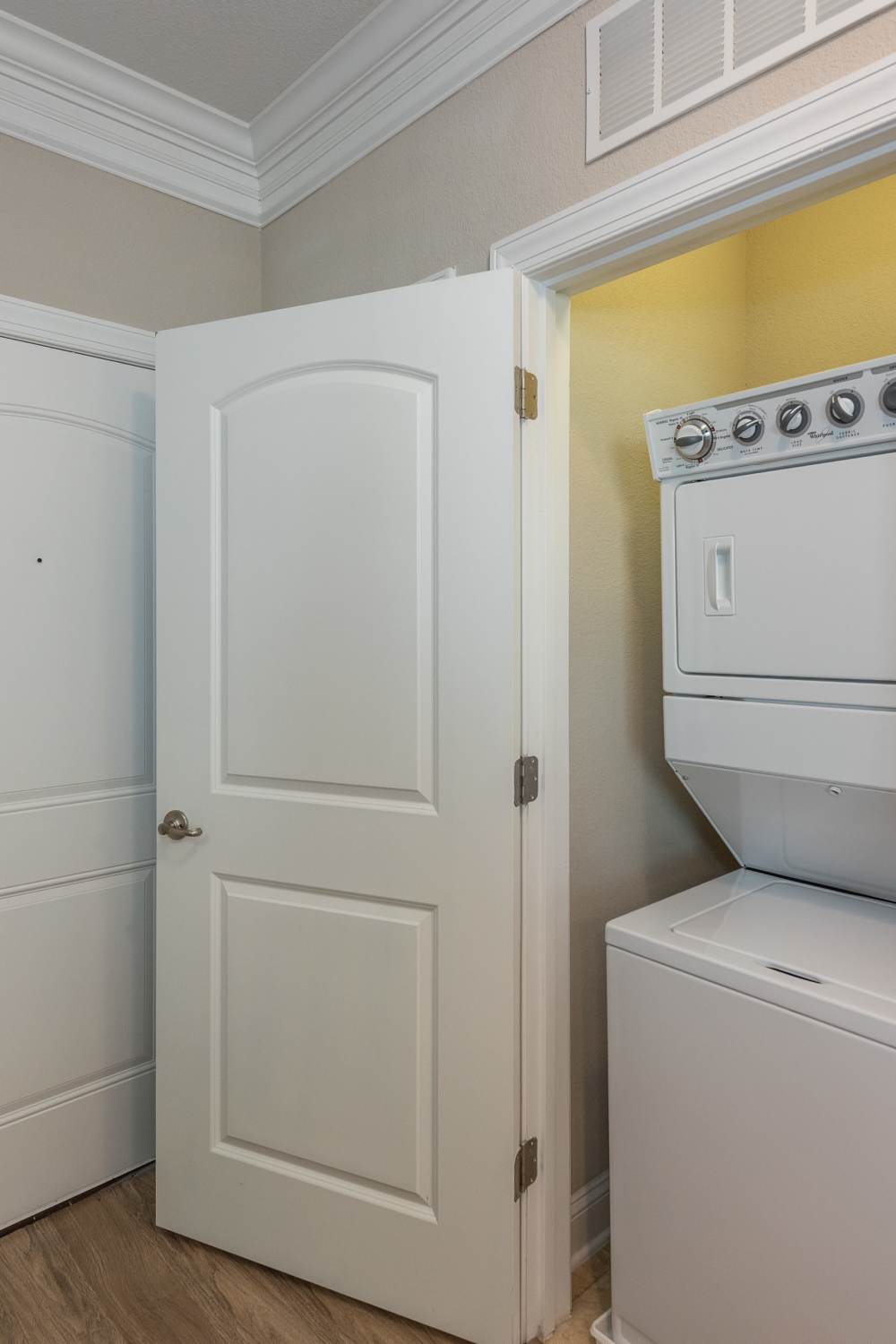 Personal washer and dryer in unit at Red Knot at Edinburgh in Chesapeake, Virginia.