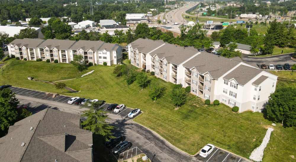 Exterior buildings and surrounding area at Vida Apartments in St. Charles, Missouri