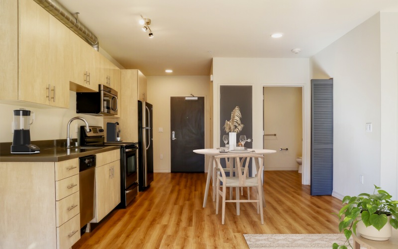 Well-lit kitchen with ample counter space