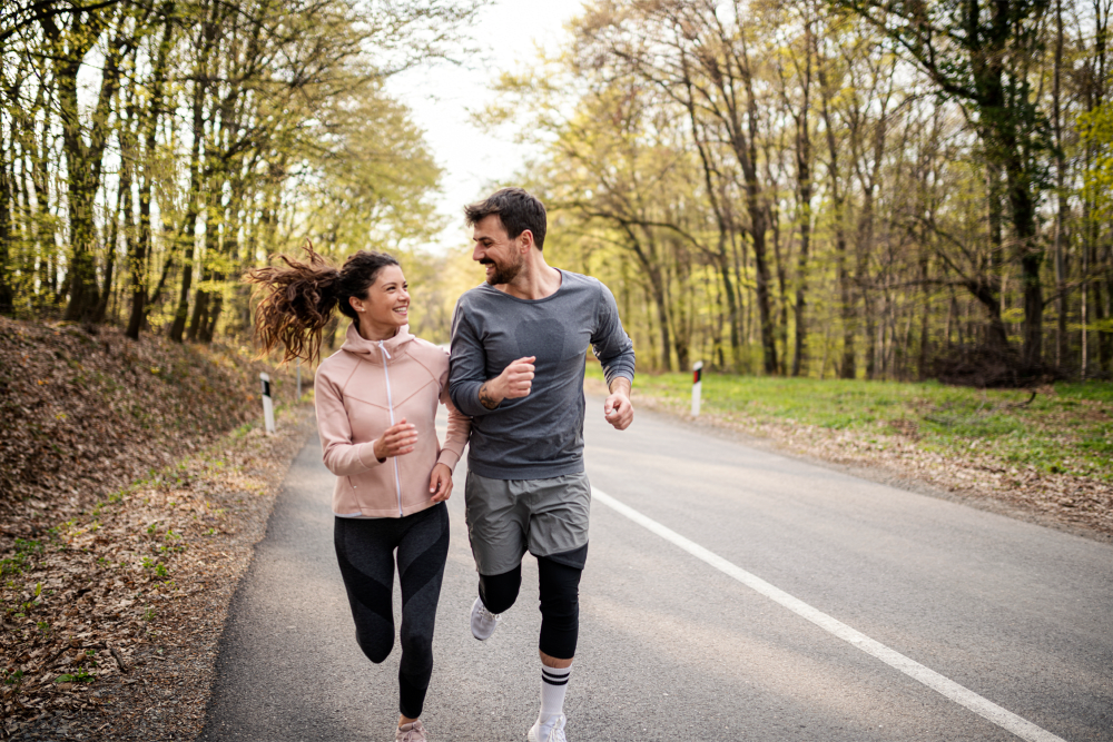 Residents jogging near The Armory in Bethlehem, Pennsylvania