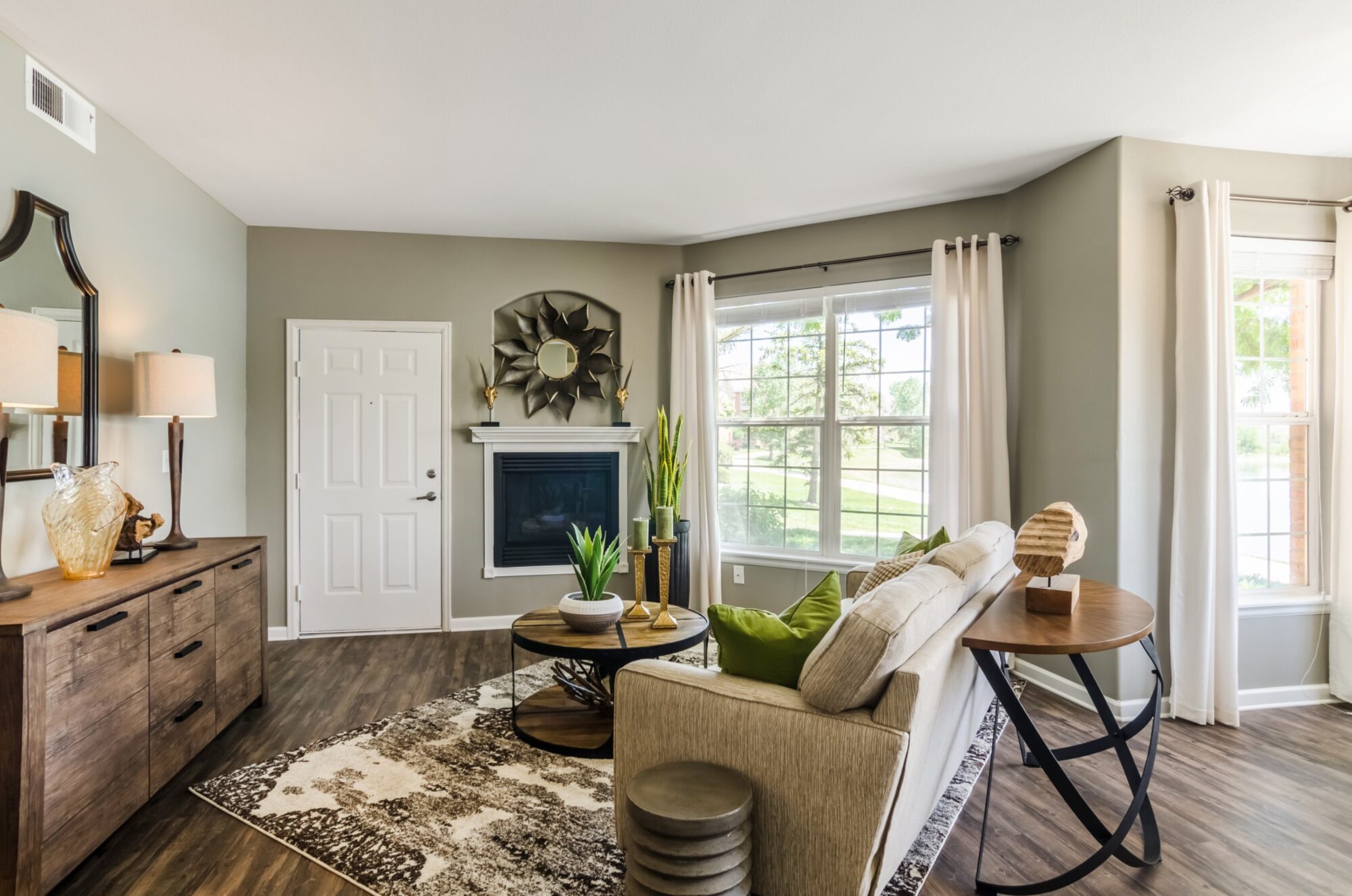 Living room with fire place