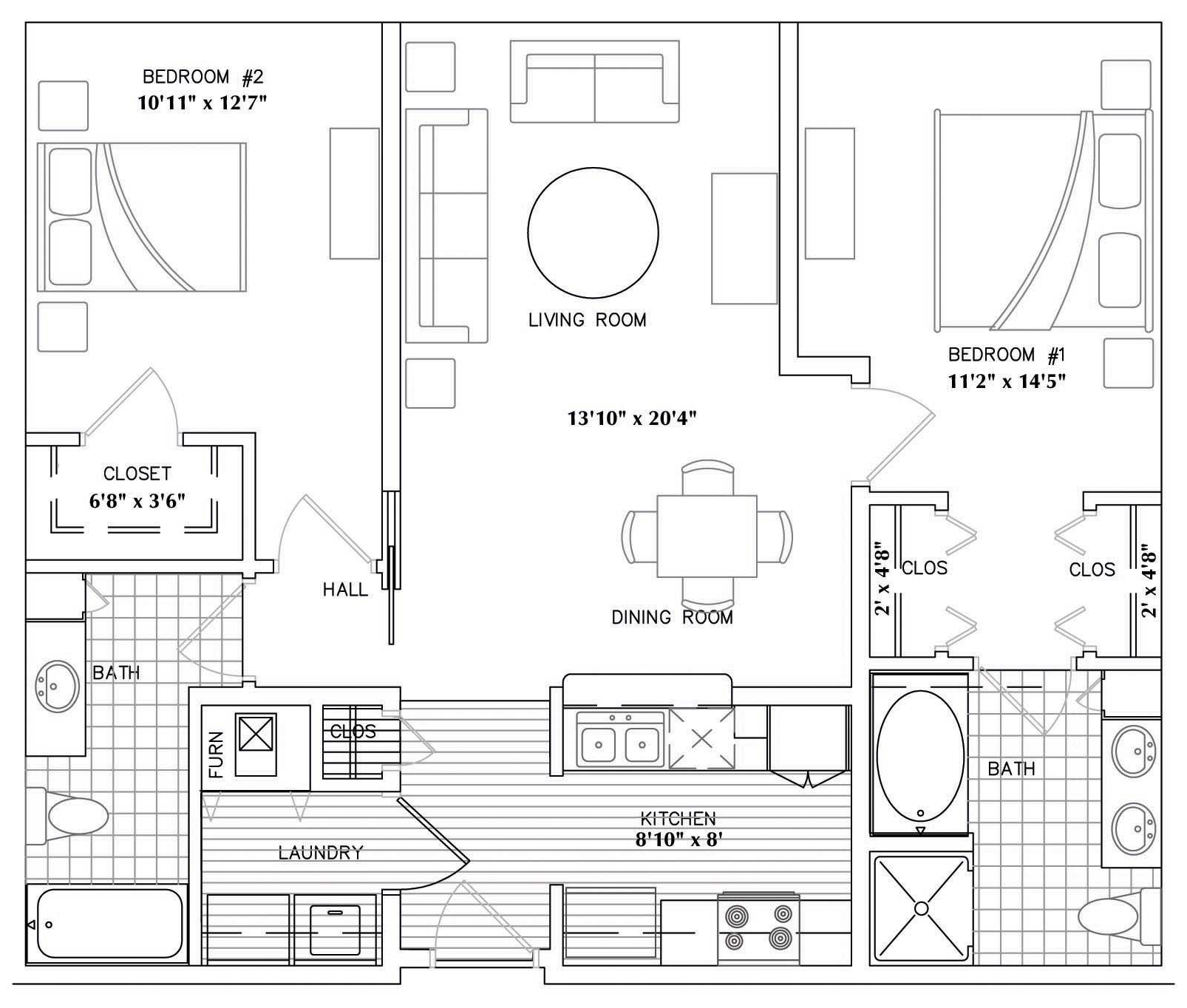 2 Bed 2 Bath