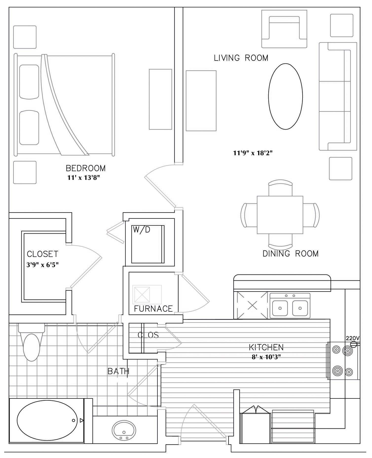 1 Bed 1 Bath