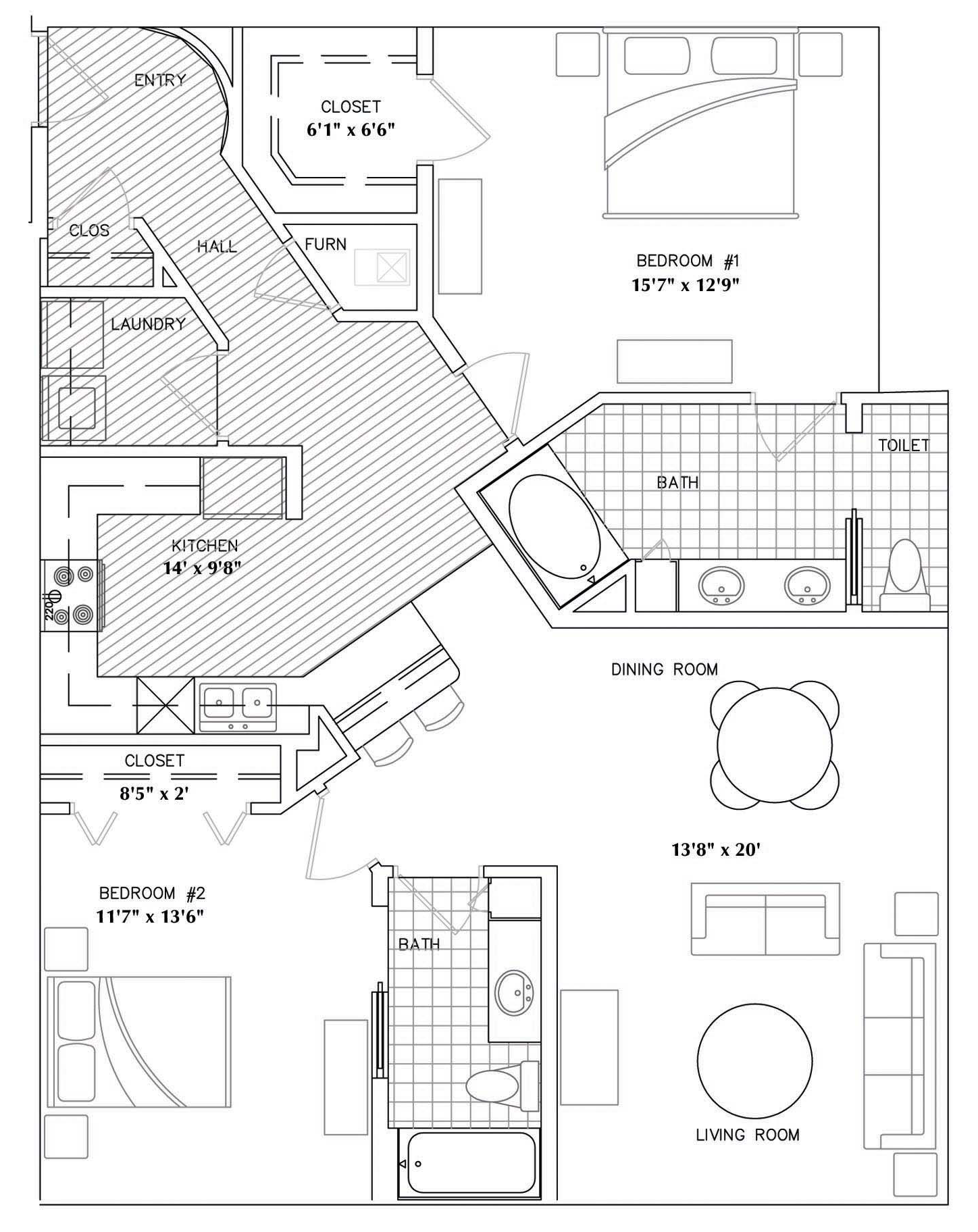 2 Bed 2 Bath