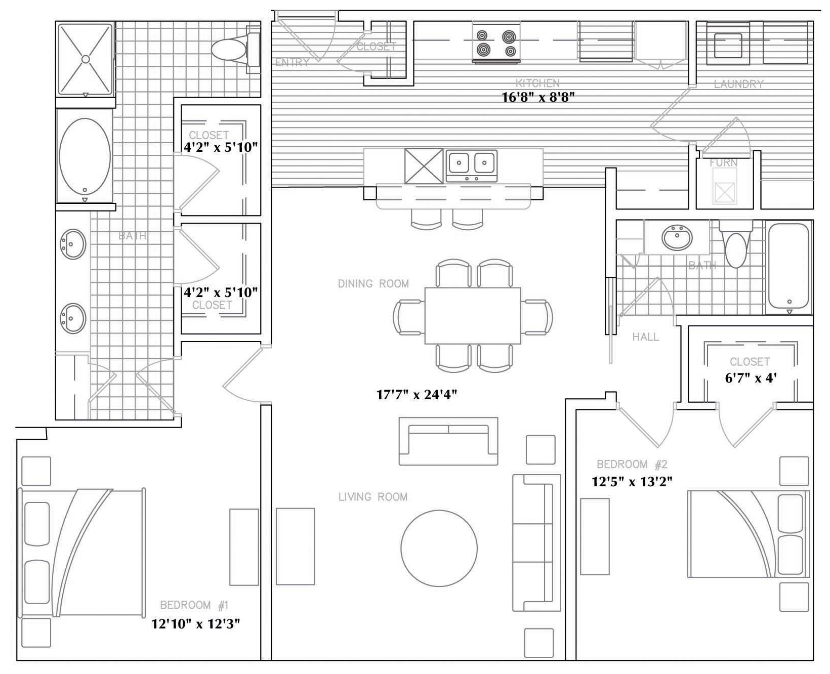 2 Bed 2 Bath