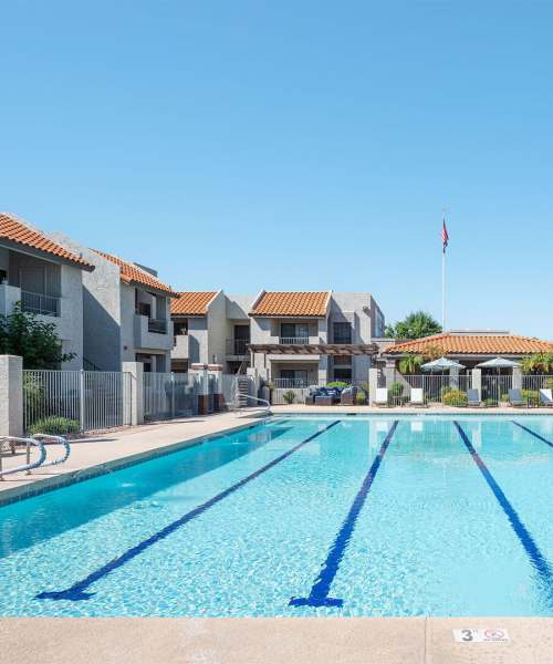 Swimming pool at Tatum Place in Scottsdale, Arizona