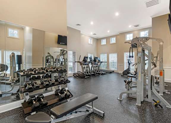 Spacious Fitness Center at Spotswood Commons Apartments in Williamsburg, VA